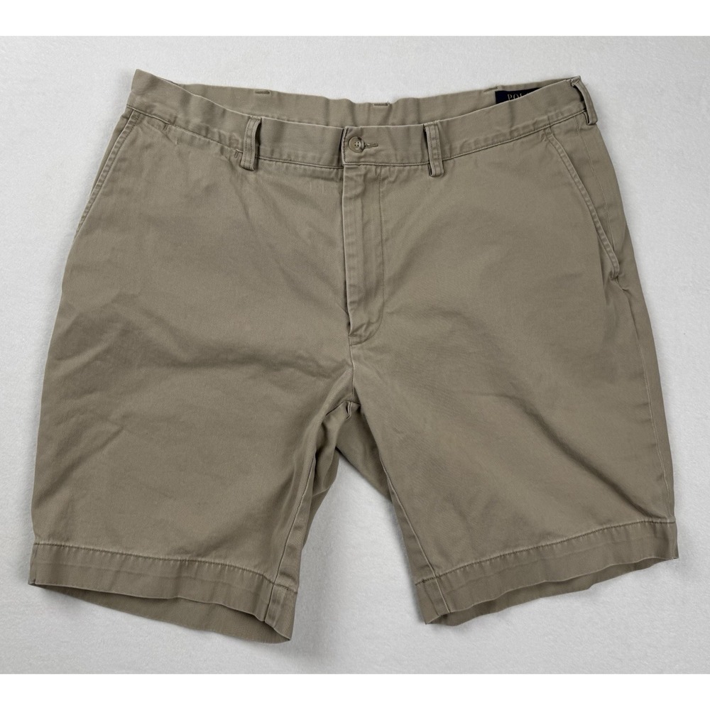 Polo Ralph Lauren Mens Khaki Chino Shorts Classic Fit Flat Front Size 36 - Picture 1 of 7